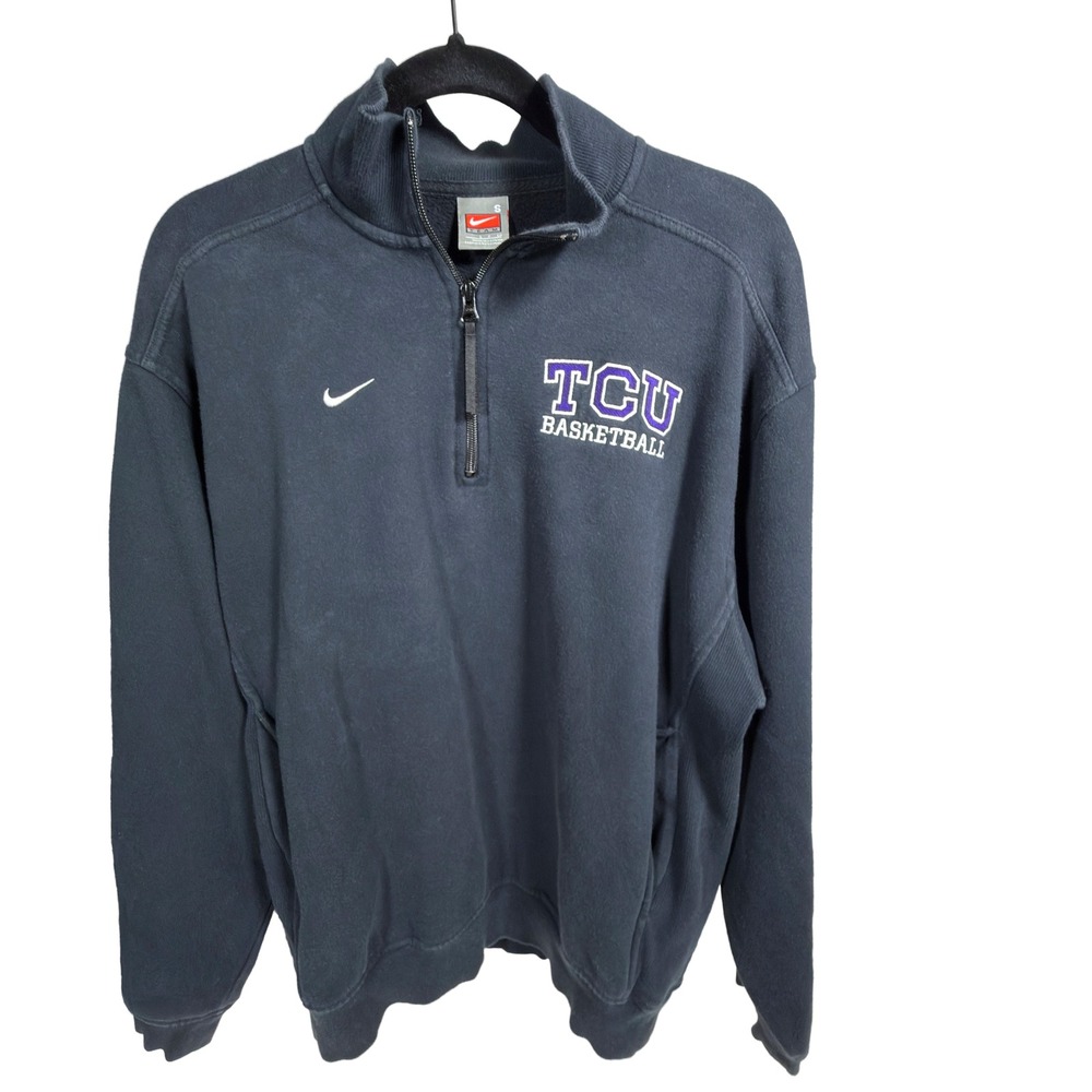 Nike Quarter Zip Pullover S Mens TCU Basketball Fleece Navy Blue